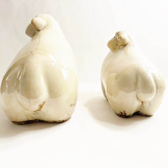 Set of 2 Ceramic Sheep - Glazed, 2 Different Sizes - Home Accents - Picture 4 of 8